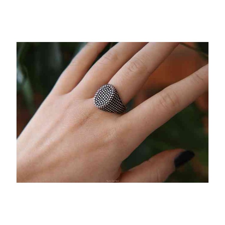 NSA|NALBORI 925 silver ring for men with an oval chevalier shield