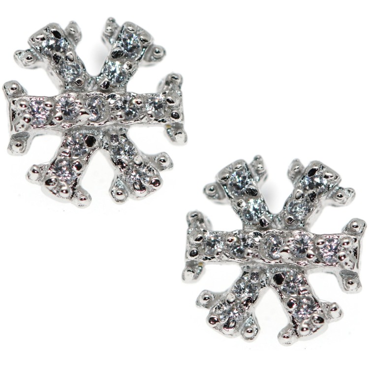 NSA|925 silver snowflake earrings with white zircons
