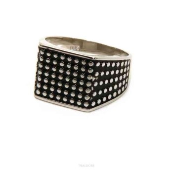 NSA|NALBORI 925 silver ring for men with chevalier shield square blasted