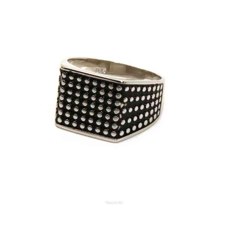NSA|NALBORI 925 silver ring for men with chevalier shield square blasted