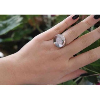 NSA|NALBORI silver chevalier heart ring for woman in white zircons