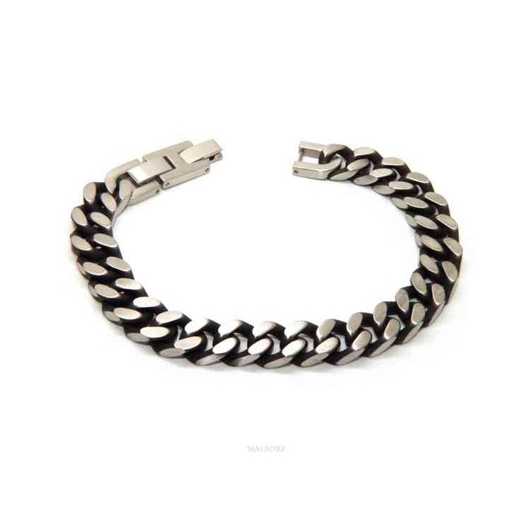NSA|NALBORI Dark steel 10mm wide gourmette bracelet