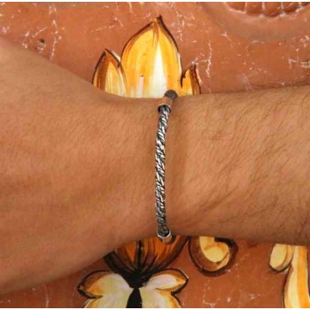 NSA|NALBORI bracciale argento 925 torcion con inserto centrale