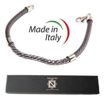 NSA|NALBORI bracciale argento 925 torcion con inserto centrale