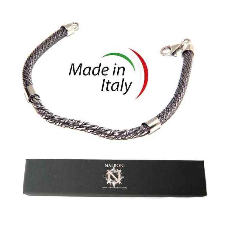 NSA|NALBORI bracciale argento 925 torcion con inserto centrale