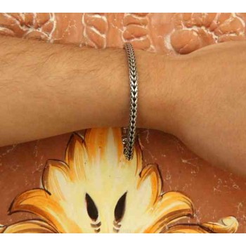 NSA|Men's 925 silver snake dark square bracelet 19 cm