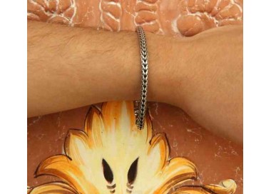 NSA|bracciale argento 925 snake squadrato per uomo 19 cm