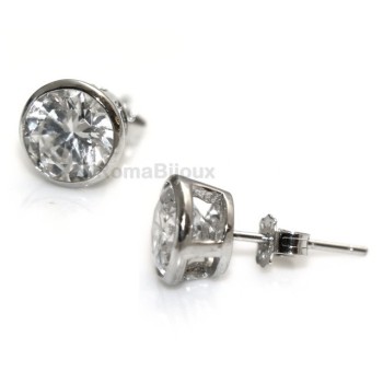 NSA|Silver 925: earrings male micro chives 7 mm cubic zirconia