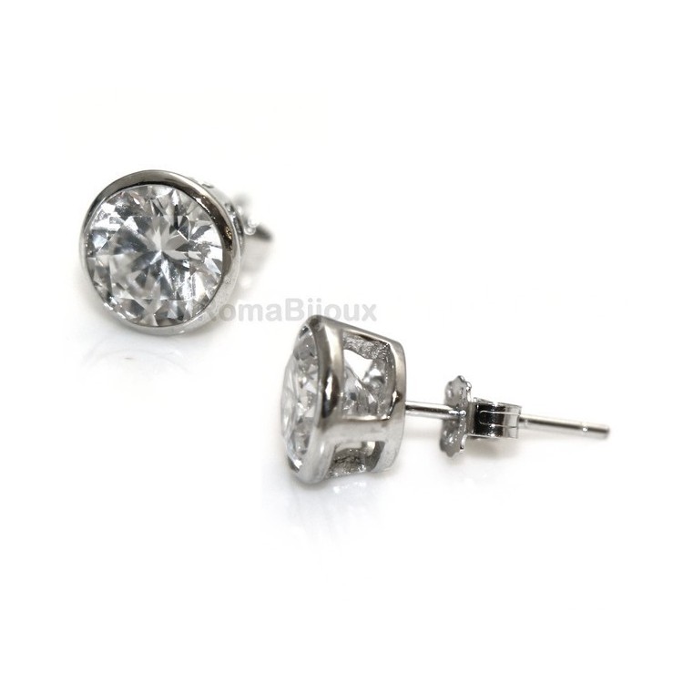 NSA|Argento 925 : orecchini donna uomo micro cipollina 7 mm zirconi bianchi