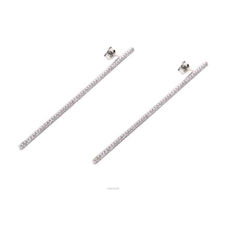 NSA|Earrings in 925 silver tennis match long white cubic zirconia