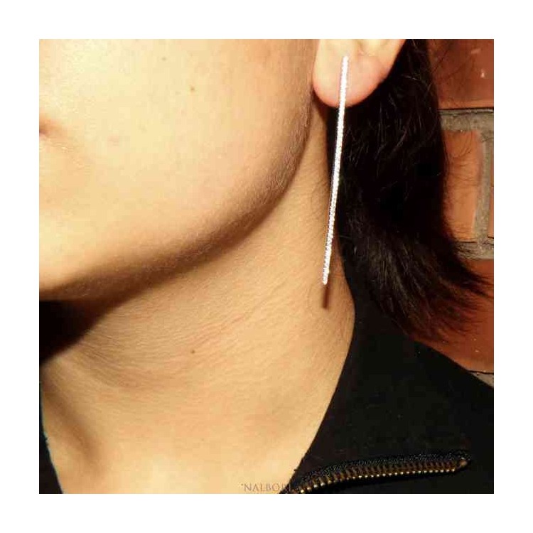 NSA|Earrings in 925 silver tennis match long white cubic zirconia