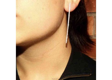 NSA|Earrings in 925 silver tennis match long white cubic zirconia