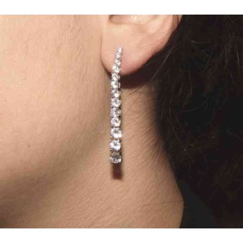 NSA|NALBORI Women's 925 silver tennis earrings with graduated white cubic zirconia