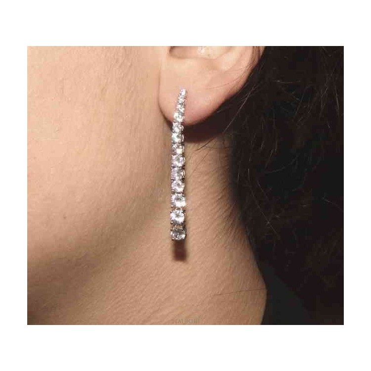 NSA|NALBORI Women's 925 silver tennis earrings with graduated white cubic zirconia