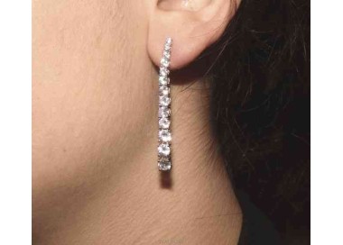 NSA|NALBORI Women's 925 silver tennis earrings with graduated white cubic zirconia