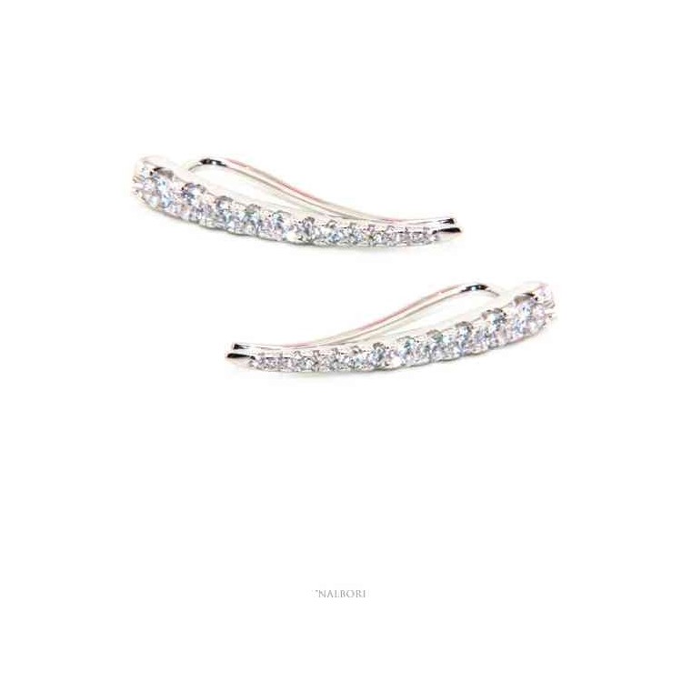 NSA|NALBORI Tennis earrings silver 925 NALBORI Tennis earrings silver 925 tennis gradation curved with white cubic zirconia