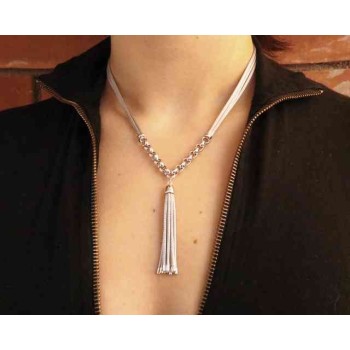 NSA|NALBORI 3-row necklace with tuft all 925 silver