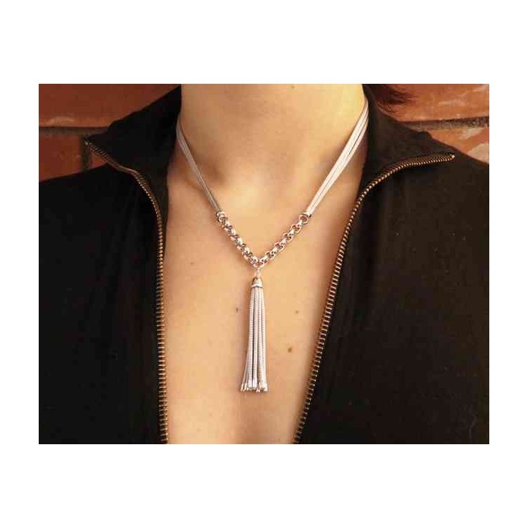 NSA|NALBORI 3-row necklace with tuft all 925 silver