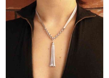 NSA|NALBORI 3-row necklace with tuft all 925 silver