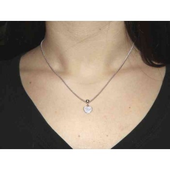 NSA|NALBORI woman necklace 925 silver heart of cubic zirconia with popcorn