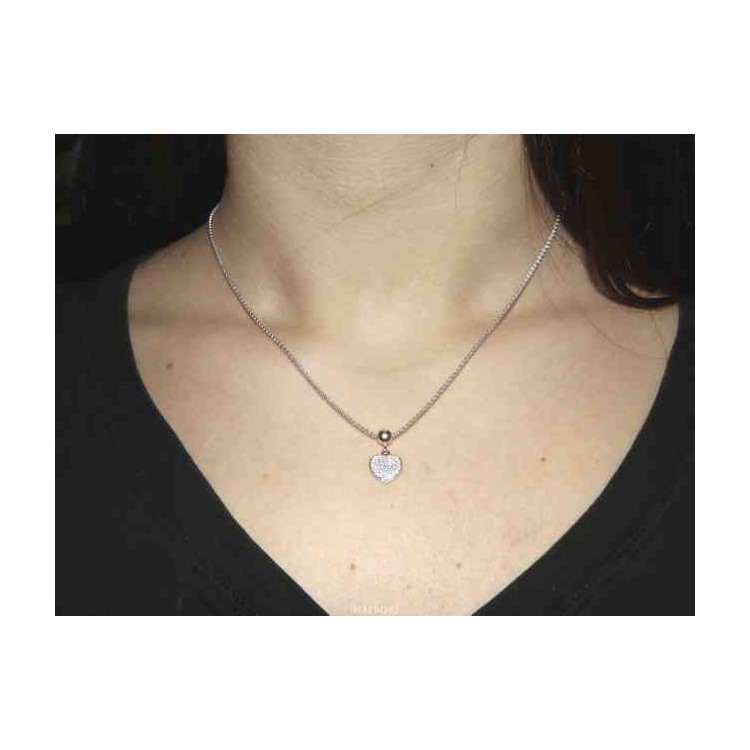 NSA|NALBORI woman necklace 925 silver heart of cubic zirconia with popcorn