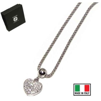 NSA|NALBORI woman necklace 925 silver heart of cubic zirconia with popcorn