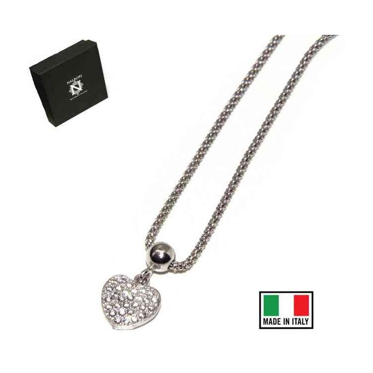 NSA|NALBORI woman necklace 925 silver heart of cubic zirconia with popcorn