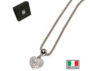 NSA|NALBORI woman necklace 925 silver heart of cubic zirconia with popcorn