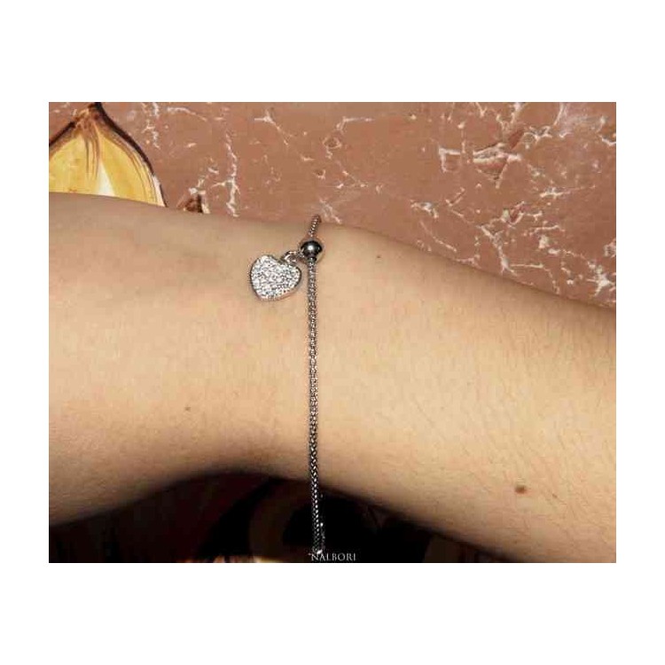NSA|NALBORI 925 silver bracelet with cubic zirconia heart and popcorn