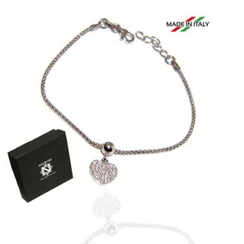 NSA|NALBORI 925 silver bracelet with cubic zirconia heart and popcorn