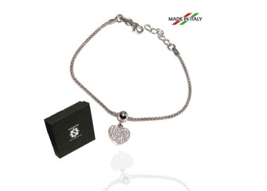 NSA|NALBORI Bracciale cuore argento 925 maglia popcorn
