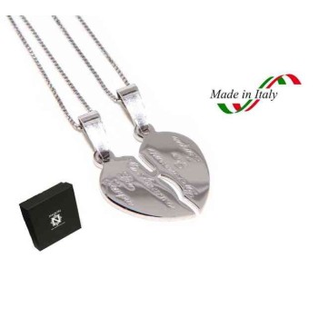 NSA|925 silver broken heart pendant for him and her + 2 necklaces