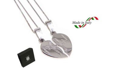 NSA|925 silver broken heart pendant for him and her + 2 necklaces
