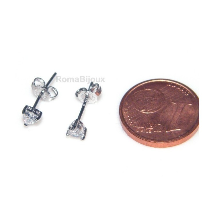 NSA| genuine silver 925: earrings male micro jaws heart 3mm cubic zirconia