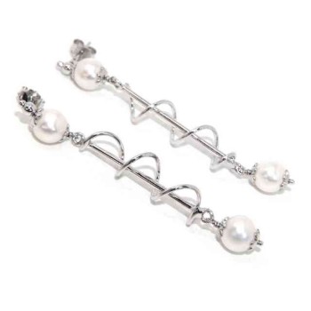 NSA|Long earrings in 925 silver with spiral and pearls
