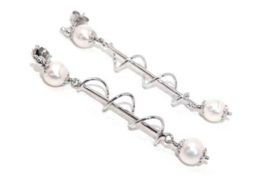 NSA|Long earrings in 925 silver with spiral and pearls