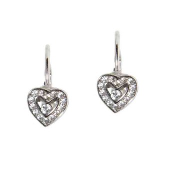 NSA|925 silver earring small heart zircon girl woman earrings