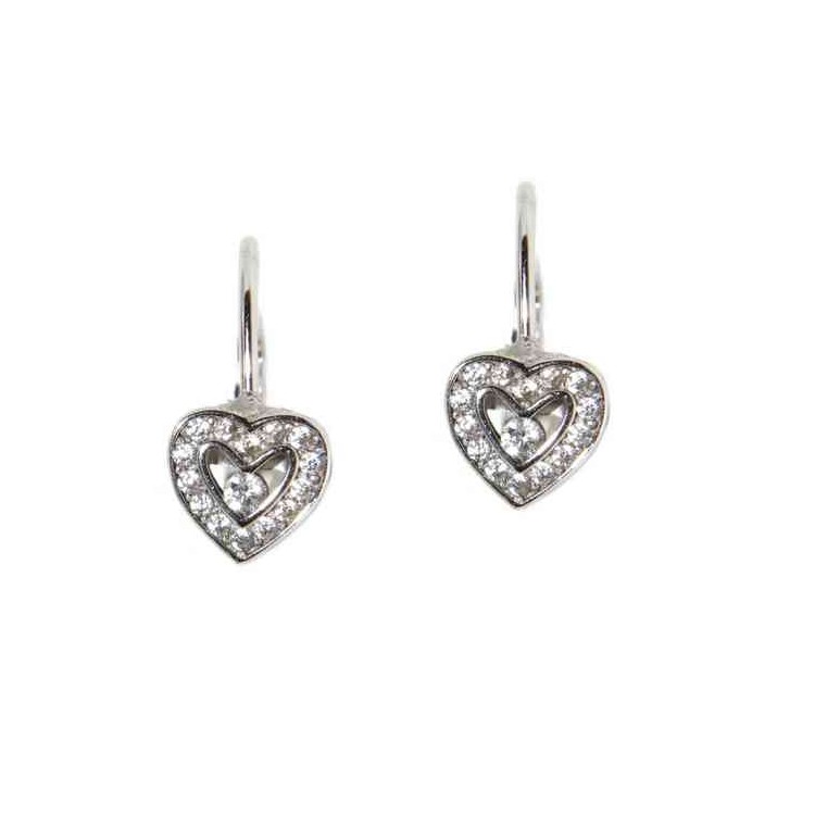 NSA|925 silver earring small heart zircon girl woman earrings