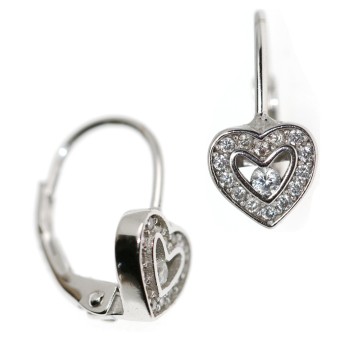 NSA|925 silver earring small heart zircon girl woman earrings