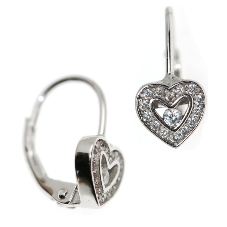NSA|925 silver earring small heart zircon girl woman earrings