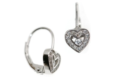 NSA|925 silver earring small heart zircon girl woman earrings