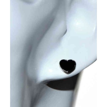 NSA|925 silver earrings small onyx heart