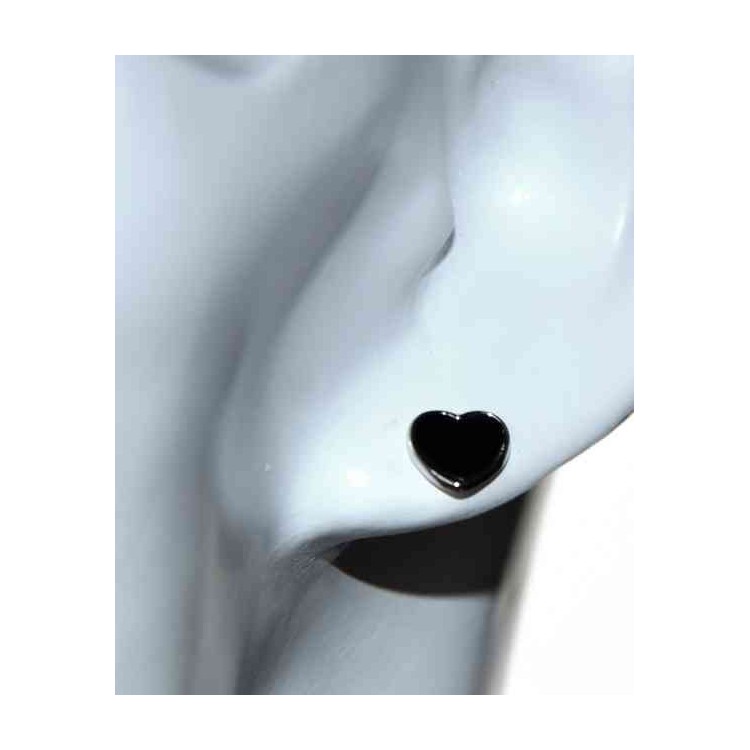 NSA|925 silver earrings small onyx heart