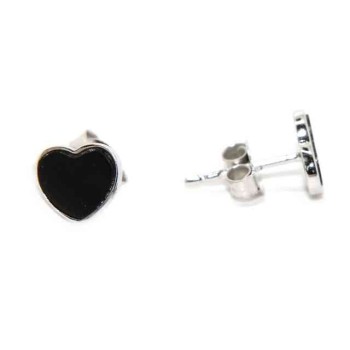 NSA|925 silver earrings small onyx heart