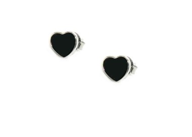NSA|925 silver earrings small onyx heart