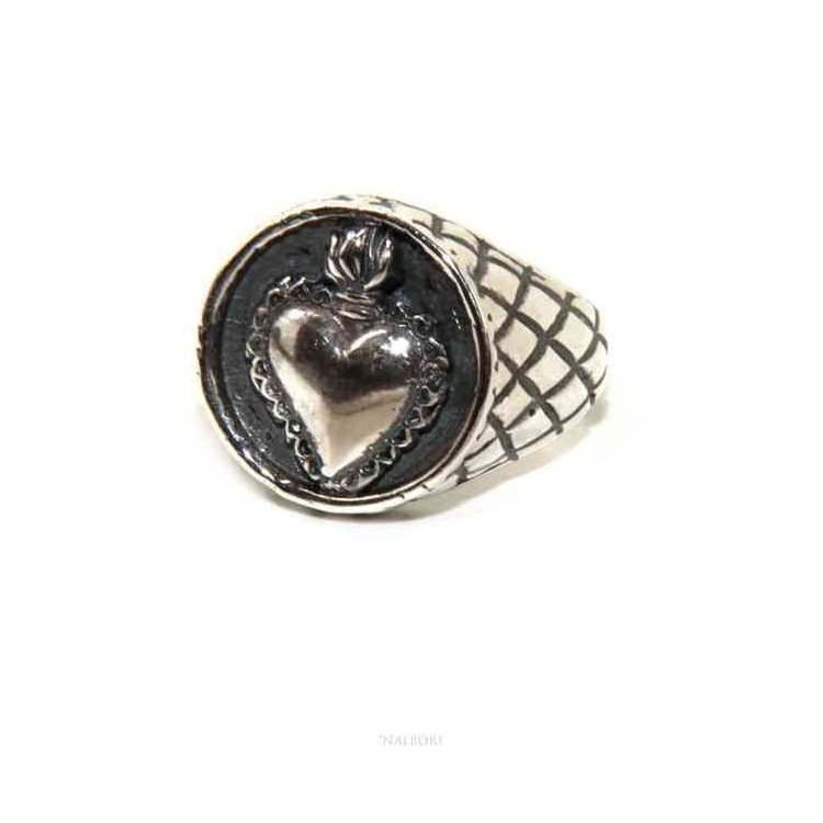 NSA|NALBORI Ring Silver 925 for man or woman sacred heart diamond shield