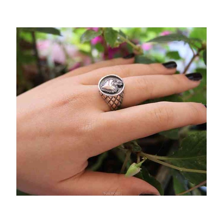 NSA|NALBORI Ring Silver 925 for man or woman sacred heart diamond shield