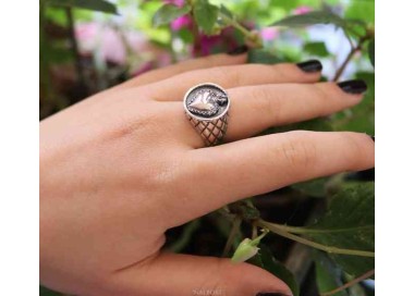 NSA|NALBORI Anello Argento 925 da uomo o donna scudo rombi sacro cuore milagros messicano