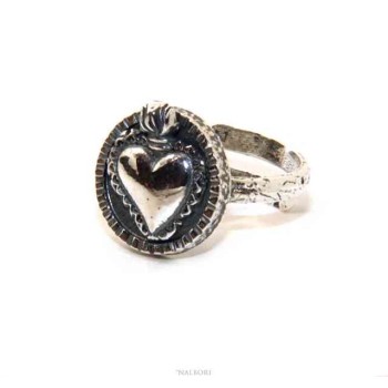 NSA|Ring Silver 925 for man or woman adjustable shield sacred Heart