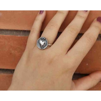 NSA|Ring Silver 925 for man or woman adjustable shield sacred Heart